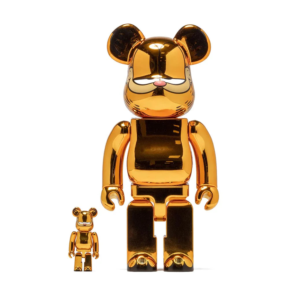 Medicom Toy Bearbrick Garfield Gold Chrome 400% & 100%