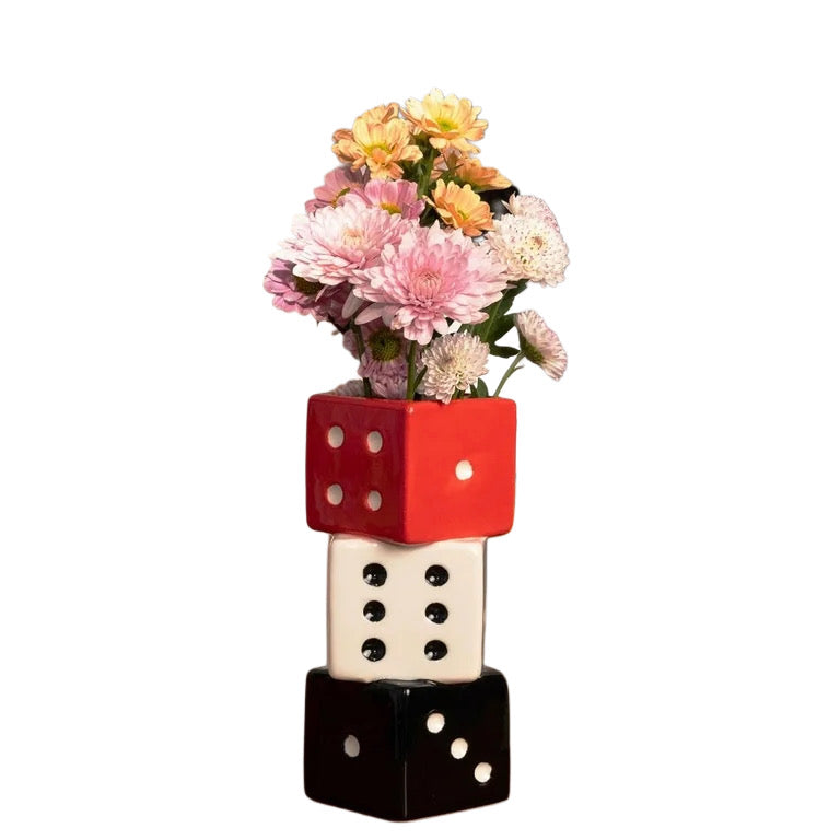 Funky Dice Vase Ceramic Home Decor