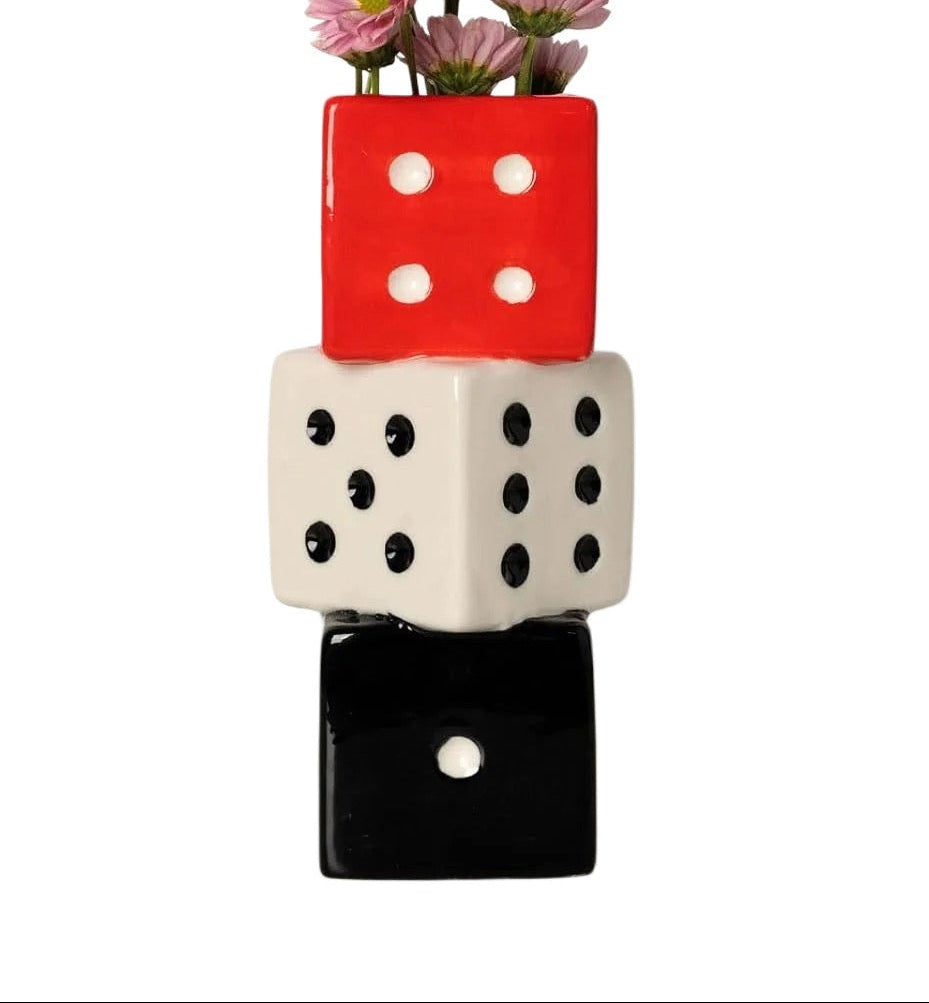 Funky Dice Vase Ceramic Home Decor
